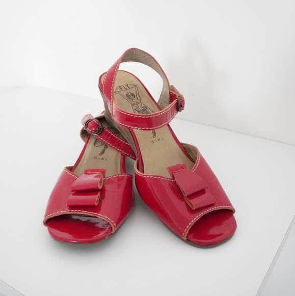 Fly London Shoes - FLY LONDON Patent Leather Peep Toe Wedge Sandal